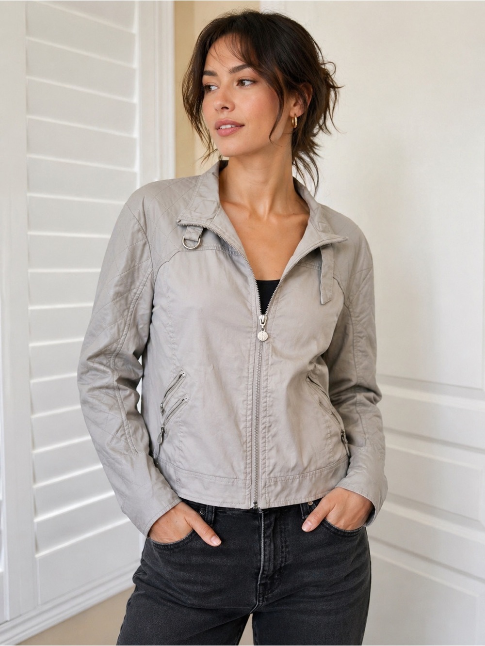NWT | Studio M | Avril Grey Moto Jacket - Size XL